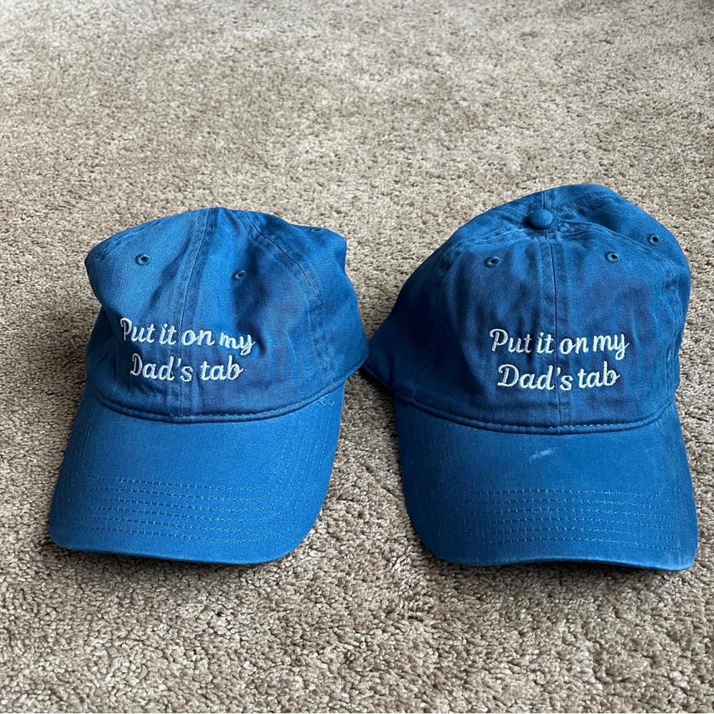 Put it on my Dad’s tab Embroidered Distressed Blue Hat